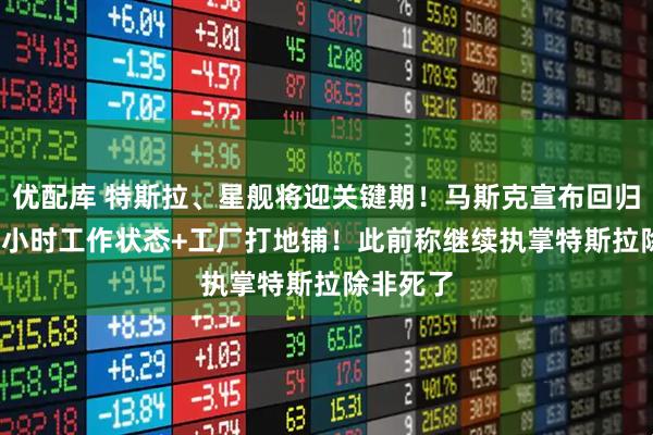 优配库 特斯拉、星舰将迎关键期！马斯克宣布回归，7x24小时工作状态+工厂打地铺！此前称继续执掌特斯拉除非死了